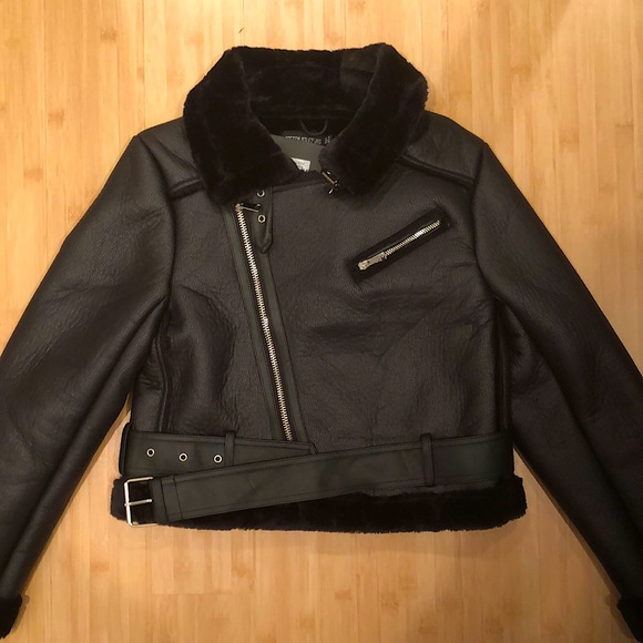 PLT - Black PU Cropped Aviator with belt - Picture 1 of 4
